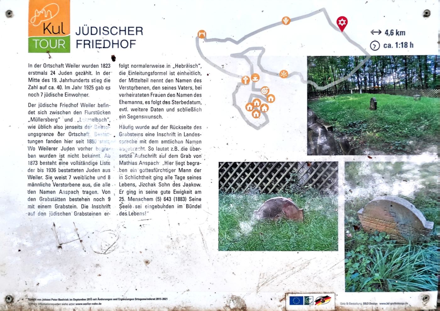 KulTOUR-Infotafel über den jüdischen Friedhof Weiler